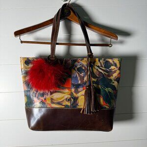 Patricia Nash Purse Floral/Leaves Multicolor with Dark Brown Accents